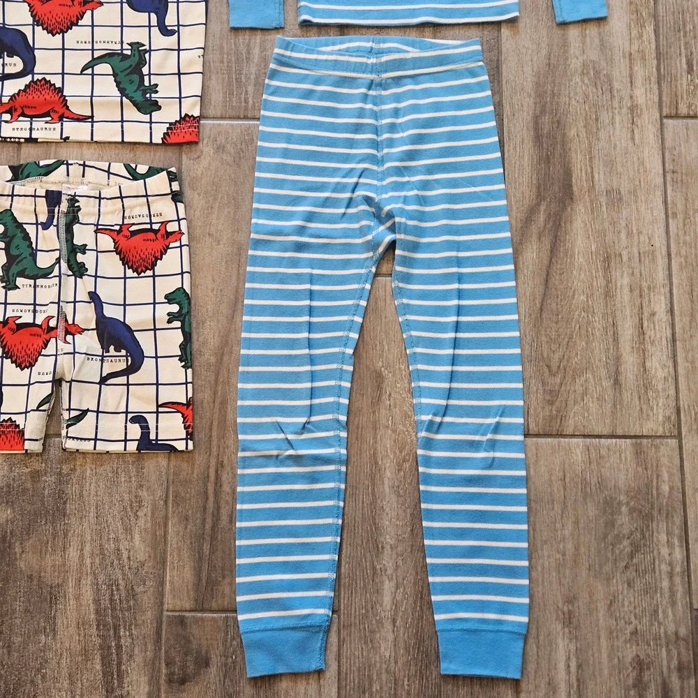 Hanna Andersson Pajama Set Kids 6-7 NEW Dinosaur Stripe Organic Cotton Sleep